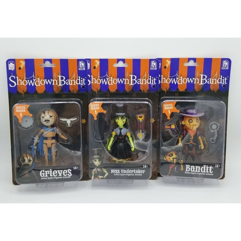 Phatmojo Showdown Bandit Series 1 Action Figures Grieves Bandit Miss Undertaker